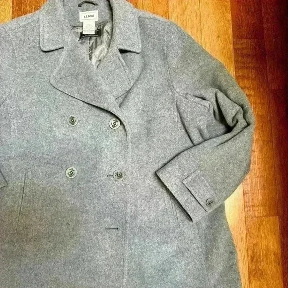 L.L. Bean | Women’s Grey Classic Lambswool Peacoat Jacket  Size 2X - Picture 5 of 14